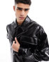 Фото #6 товара ASOS DESIGN oversized faux leather shacket in black