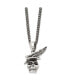 ფოტო #3 პროდუქტის Antiqued Skull with Feather Hat Pendant Curb Chain Necklace