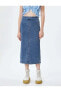 Фото #17 товара Миди джинсовая юбка с разрезом сзади Koton 4WAL70015MD темно-индиго