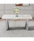 White Marble Dining Table, Stainless Steel Legs, 63"