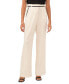 Фото #1 товара Women's Linen Blend Faux Leather Trimmed Wide Leg Pleated Trousers