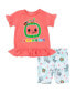 Baby Girls JJ Yoyo Tomtom Peplum T-Shirt and Bike Shorts Outfit Set Pink