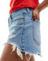 Abercrombie & Fitch Curve Love mom fit denim short in mid blue