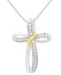 Фото #1 товара Marsala diamond Cross 18" Pendant Necklace (1/4 ct. t.w.) in Sterling Silver & 14k Gold-Plate