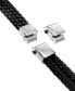 ფოტო #4 პროდუქტის Men's Double Strand Leather Cross Bracelet in Stainless Steel