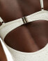 Фото #6 товара Miss Selfridge broderie corset detail tie front swimsuit in cream
