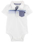Фото #1 товара Боди для младенцев Carterʻs Baby Pocket Henley Jersey - полосатое с карманом из шамбре