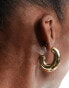 ASOS DESIGN 14k gold plated hoop earrings with chubby oval detail