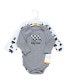 Baby Boys Cotton Long-Sleeve Bodysuits, Baby Bear Gray Black 3-Pack
