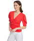 Фото #5 товара Women's V-Neck Ruched Knit Elbow-Sleeve Top