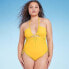 Фото #3 товара Women's Functional Cinch Side One Piece Swimsuit - Shade & Shore Light Gold M