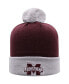 Фото #1 товара Men's Maroon, Gray Mississippi State Bulldogs Core 2-Tone Cuffed Knit Hat with Pom