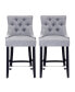 Фото #4 товара 24" Linen Tufted Buttons Upholstered Wingback Counter Stool (Set of 2)