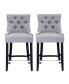 24" Linen Tufted Buttons Upholstered Wingback Counter Stool (Set of 2)