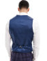 ASOS DESIGN super skinny suit waistcoat in navy tonal check Синий, Chest 36 Regular - фото #9