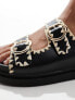 Фото #3 товара New Look chunky double strap buckle sandals in black