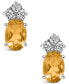 ფოტო #3 პროდუქტის Citrine and Diamond Stud Earrings (7/8 ct.t.w and 1/8 ct.t.w) 14K White Gold