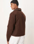 ASOS DESIGN wool look harrington jacket with blanket stitch in brown