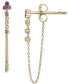 ფოტო #5 პროდუქტის 2-Pc. Set Amethyst (5/8 ct. t.w.) & Lab-grown White Sapphire (1/20 ct. t.w.) Hoop & Chain Drop Earrings in 14k Gold-Plated Sterling Silver