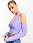 ASOS DESIGN halter top with cold shoulder in purple