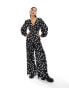 Wednesday's Girl polka dot v-neck jumpsuit in black