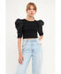 Фото #3 товара Women's Mixed Media Puff Sleeve Top