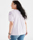 ფოტო #2 პროდუქტის Plus Size Embroidered Split-Neck Puff-Sleeve Top, Created for Macy's