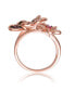 ფოტო #3 პროდუქტის Sterling Silver Rose Gold and Black Plated Multi Colored Cubic Zirconia Floral Ring