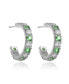 Фото #2 товара Sterling Silver White Gold Plated With Cubic Zirconia C-Shaped Hoop Earrings