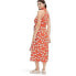 Women's Collared Sleeveless Ginkgo Cherry Tomato Sweaterknit Midi Wrap Dress -