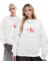 Фото #1 товара Calvin Klein Jeans archival monologo crew neck sweatshirt in white