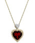 ფოტო #1 პროდუქტის Garnet (1-7/8 ct. t.w.) & Diamond Accent Double Heart 18" Pendant Necklace in 14k Gold-Plated Sterling Silver