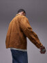 Topman Premium real suede shacket in tan