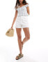 Фото #4 товара Mango longline relaxed denim shorts in white