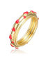 Kids/Teens 14k Yellow Gold Plated Red Enamel Heart Stacking Band