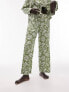Topshop Petite block floral print shirt and trouser pyjama set in green
