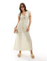 ASOS DESIGN tie front crochet maxi dress in cream Бежевый, 32 - фото #2