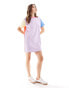 JJXX colourblock oversized t-shirt dress in purple