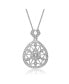 Фото #1 товара Sterling Silver White Gold Plated Round Cubic Zirconia Antique Lace Drop Pendant