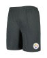 ფოტო #2 პროდუქტის Men's Charcoal, White Pittsburgh Steelers Downfield T-shirt Shorts Sleep Set