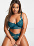Фото #4 товара Wolf & Whistle Exclusive Curve lace trim mesh high waist cut out thong in teal