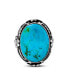 ფოტო #1 პროდუქტის Leaf Large Oval Natural Turquoise Statement Ring Western Jewelry For Women .925 Sterling Silver