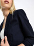 Pieces ruched sleeve blazer in navy