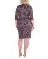 ფოტო #2 პროდუქტის Plus Size Print Knee Length Faux Wrap Dress