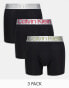 Фото #1 товара Calvin Klein steel 3-pack boxer briefs with contrast waistband in black