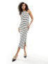 French Connection sleeveless midi racer dress in stripe