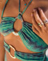 South Beach x Misha Grimes cut out front zig zag glitter print swimsuit in blue