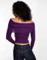 Daisy Street off shoulder fitted jumper in burgundy knit