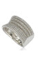 Фото #1 товара Suzy Levian Sterling Silver Cubic Zirconia Micro Pave Layered Concave Ring
