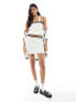 Фото #1 товара Miss Selfridge varsity tipped knitted mini skirt in cream